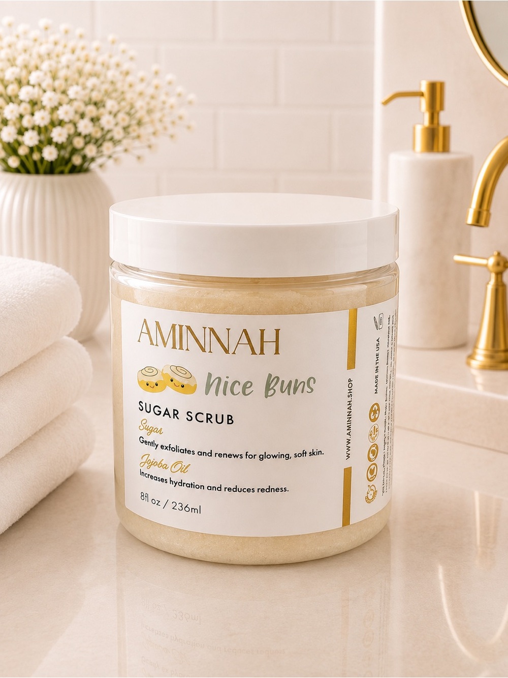AMINNAH Nice Buns Sugar Scrub — Cream Exfoliant